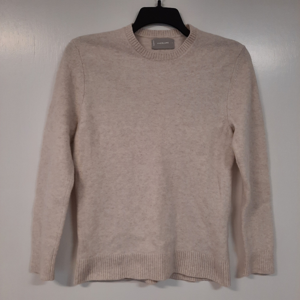 Everlane Premium Merino Wool Men’s Large Cream Crew Neck Sweater See Measurement
